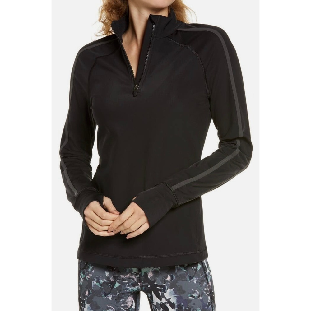 Sweaty Betty Thermodynamic Half Zip Running Pullover Top XXL Black Fleece Lined